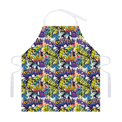 Graffiti Text Pattern Print Adjustable Apron