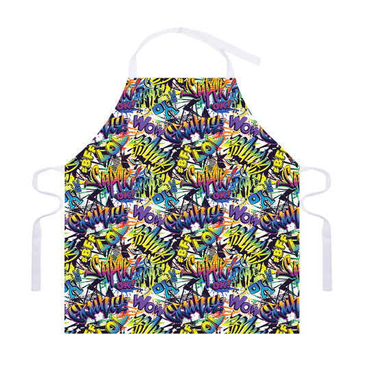 Graffiti Text Pattern Print Adjustable Apron