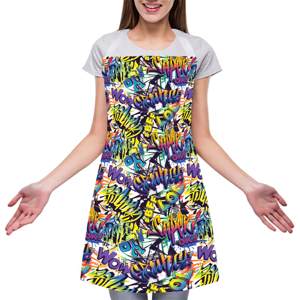 Graffiti Text Pattern Print Adjustable Apron