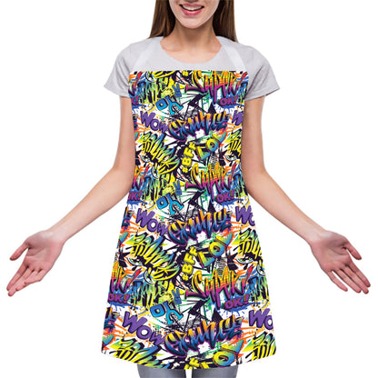 Graffiti Text Pattern Print Adjustable Apron