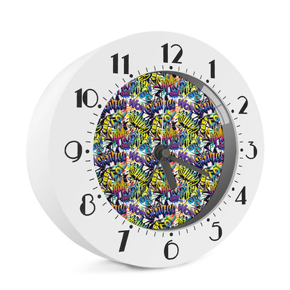 Graffiti Text Pattern Print Alarm Clock