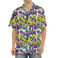 Graffiti Text Pattern Print Aloha Shirt