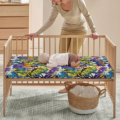 Graffiti Text Pattern Print Baby Crib Sheet
