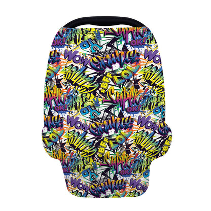 Graffiti Text Pattern Print Baby Seat Cover