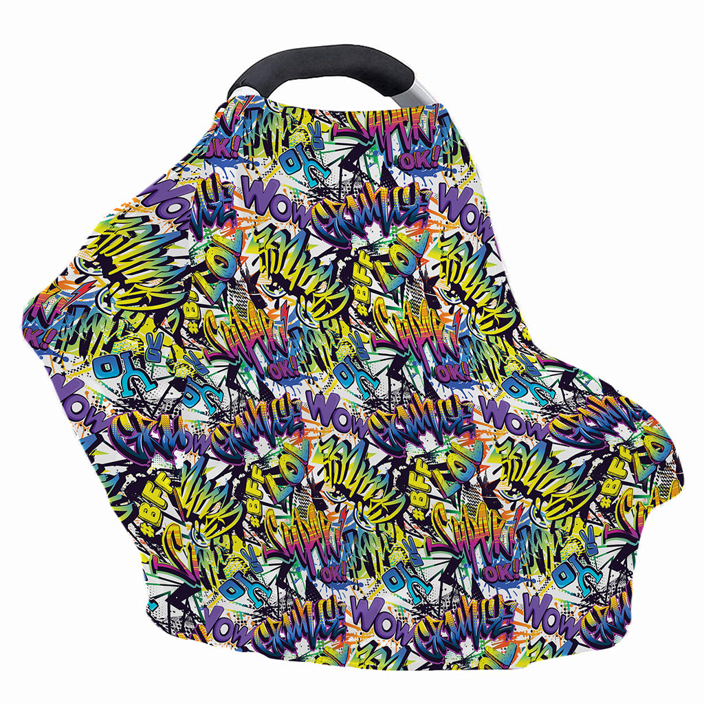 Graffiti Text Pattern Print Baby Seat Cover