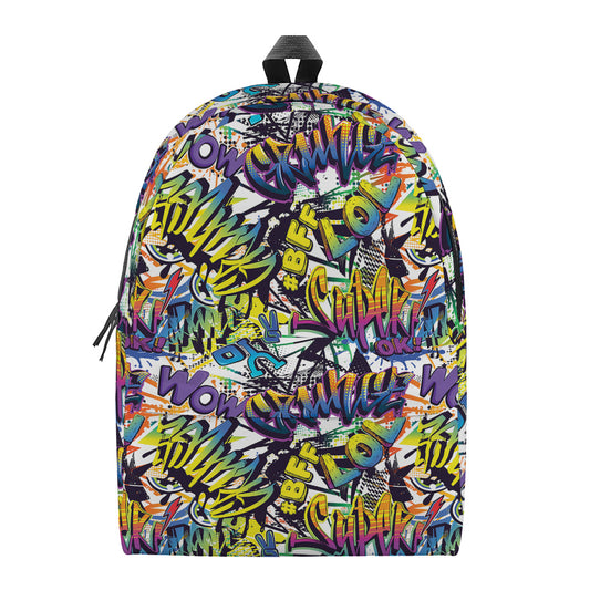 Graffiti Text Pattern Print Backpack