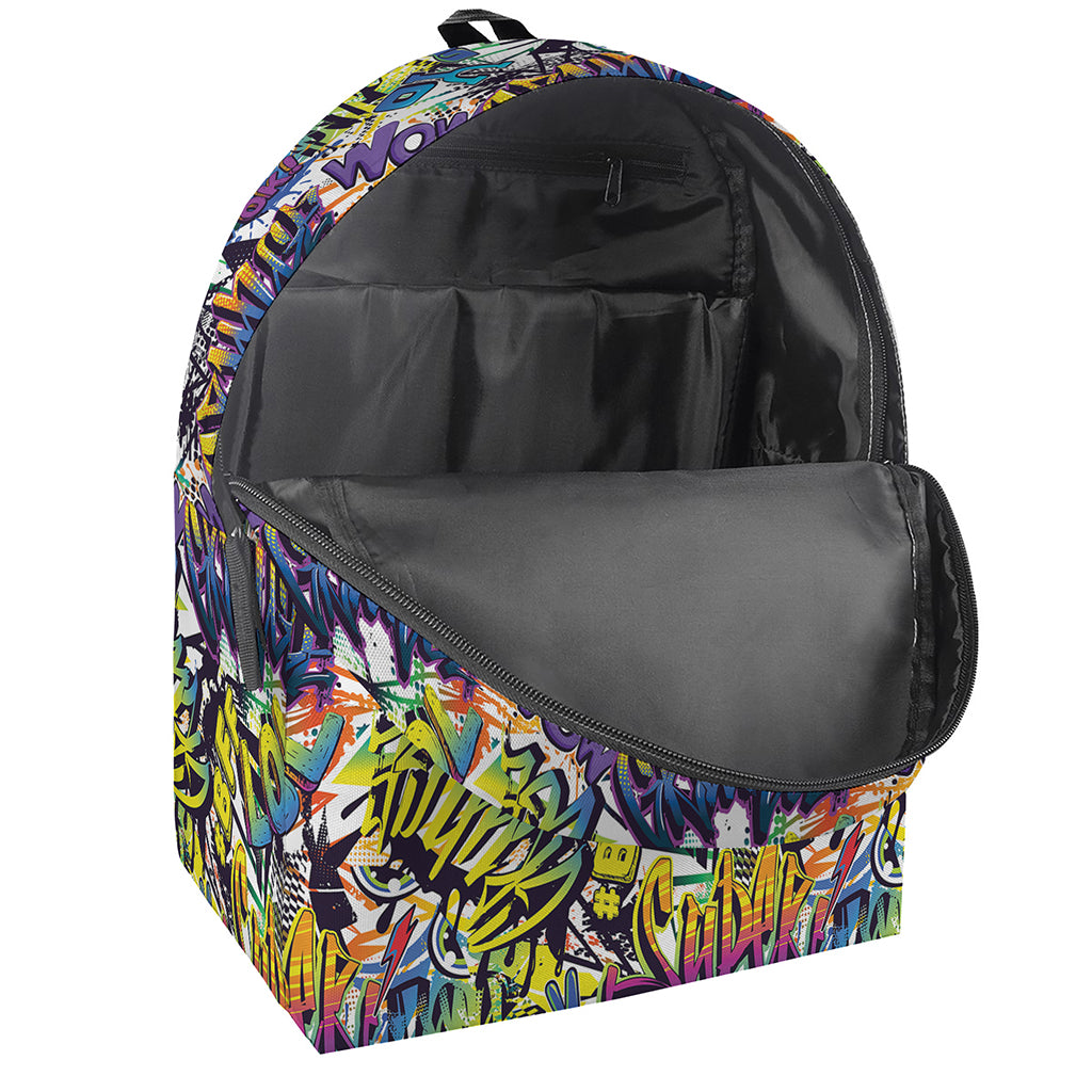 Graffiti Text Pattern Print Backpack