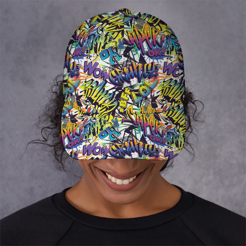 Graffiti Text Pattern Print Baseball Cap