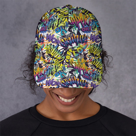 Graffiti Text Pattern Print Baseball Cap