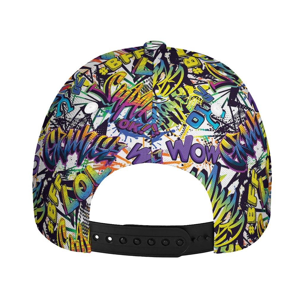 Graffiti Text Pattern Print Baseball Cap