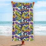 Graffiti Text Pattern Print Beach Towel