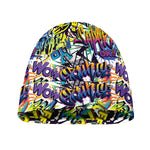 Graffiti Text Pattern Print Beanie
