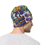 Graffiti Text Pattern Print Beanie