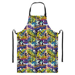 Graffiti Text Pattern Print Bib Apron With Pocket