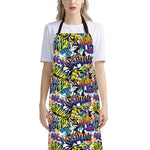 Graffiti Text Pattern Print Bib Apron With Pocket