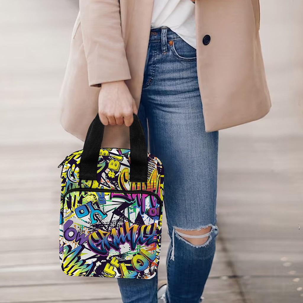 Graffiti Text Pattern Print Bible Tote Bag