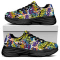 Graffiti Text Pattern Print Black Chunky Shoes