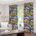 Graffiti Text Pattern Print Dimout Grommet Curtains