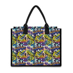 Graffiti Text Pattern Print Canvas Tote Bag
