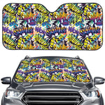 Graffiti Text Pattern Print Car Windshield Sun Shade