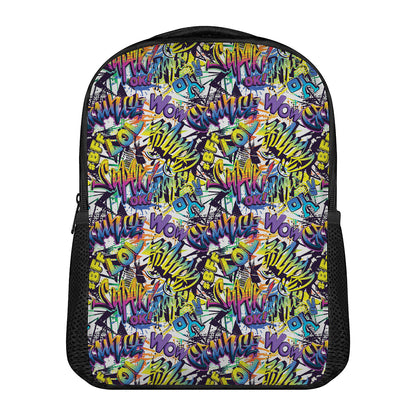 Graffiti Text Pattern Print Casual Backpack