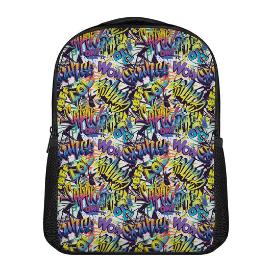 Graffiti Text Pattern Print Casual Backpack