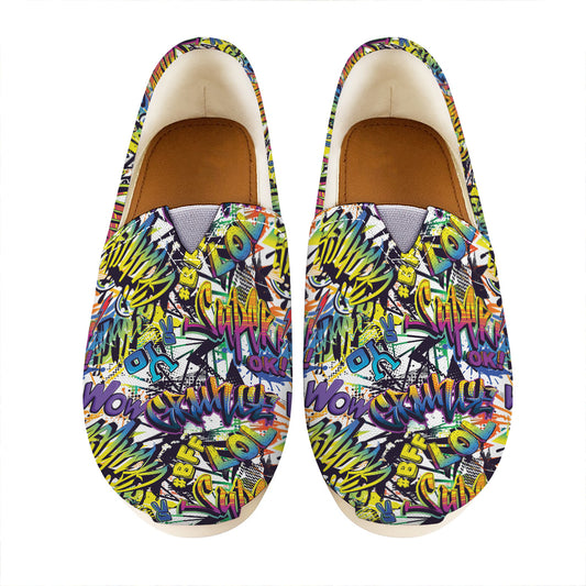 Graffiti Text Pattern Print Casual Shoes