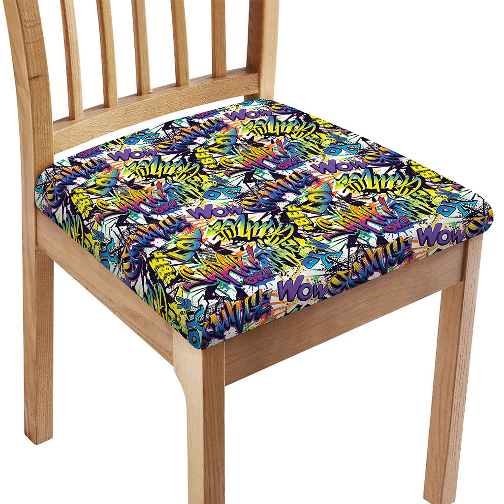 Graffiti Text Pattern Print Chair Cushion Cover