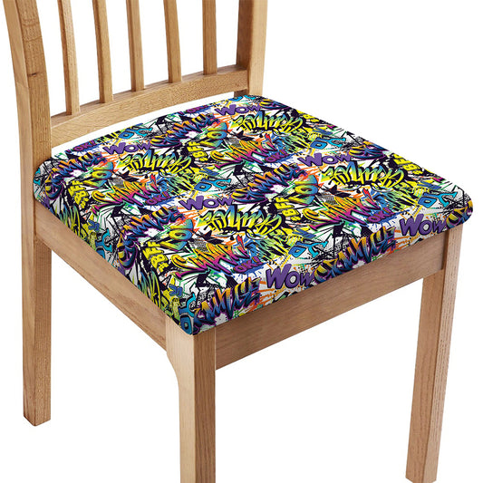 Graffiti Text Pattern Print Chair Cushion Cover