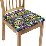 Graffiti Text Pattern Print Chair Cushion Cover
