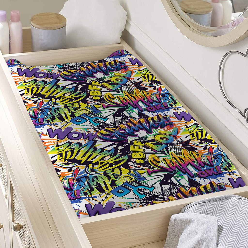 Graffiti Text Pattern Print Changing Pad Cover