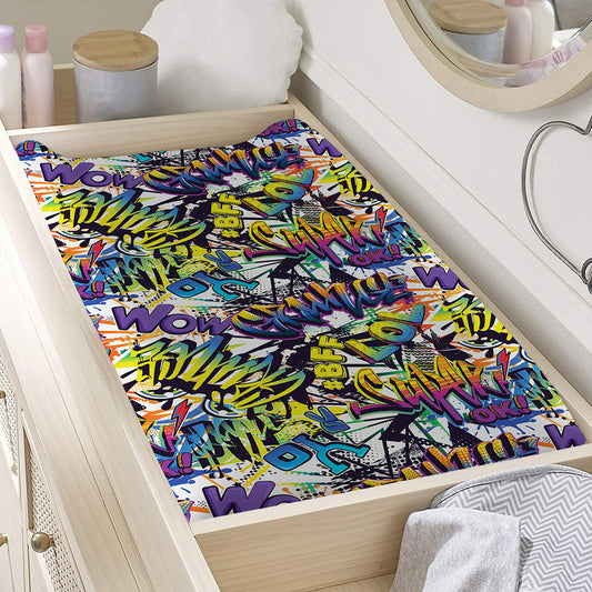 Graffiti Text Pattern Print Changing Pad Cover