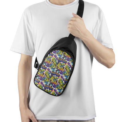 Graffiti Text Pattern Print Chest Bag