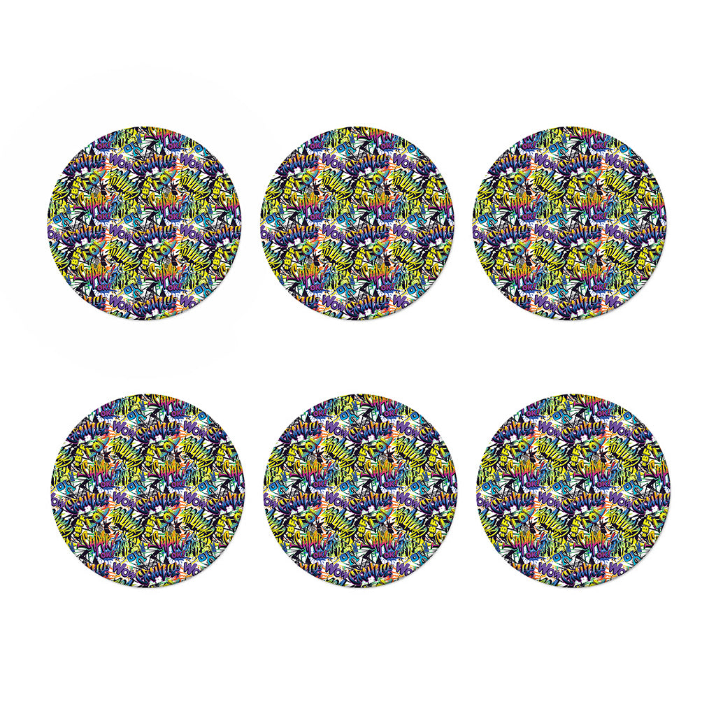 Graffiti Text Pattern Print Coaster Set