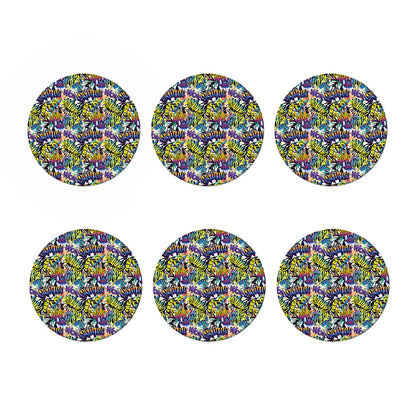 Graffiti Text Pattern Print Coaster Set