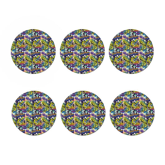 Graffiti Text Pattern Print Coaster Set