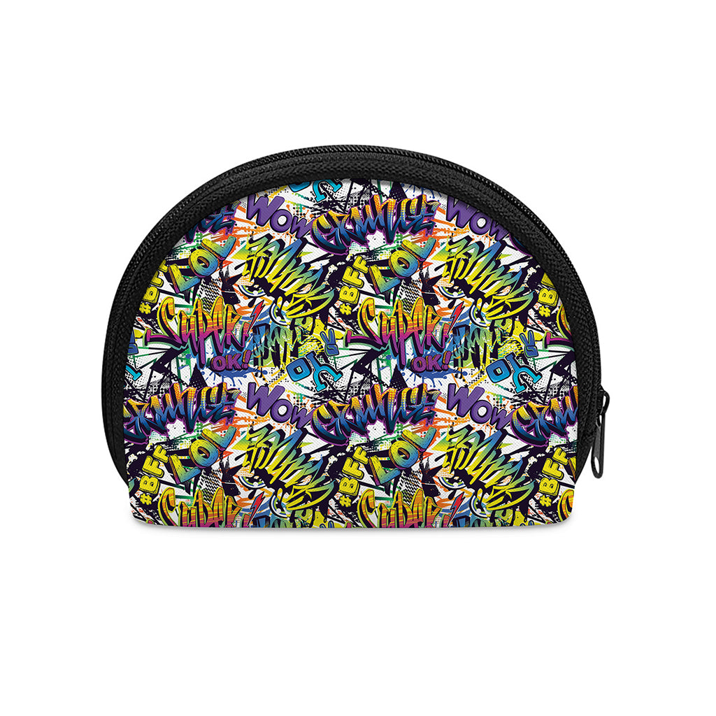 Graffiti Text Pattern Print Coin Purse