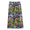 Graffiti Text Pattern Print Cotton Front Slit Maxi Skirt