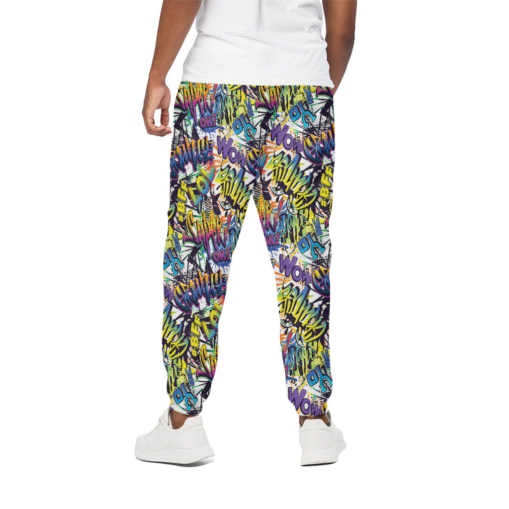 Graffiti Text Pattern Print Cotton Pants