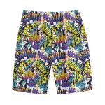 Graffiti Text Pattern Print Cotton Shorts