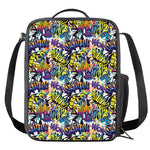 Graffiti Text Pattern Print Crossbody Lunch Bag