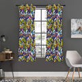 Graffiti Text Pattern Print Grommet Curtain Panels