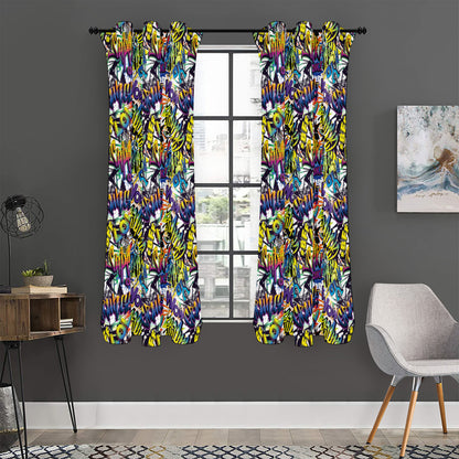 Graffiti Text Pattern Print Curtain