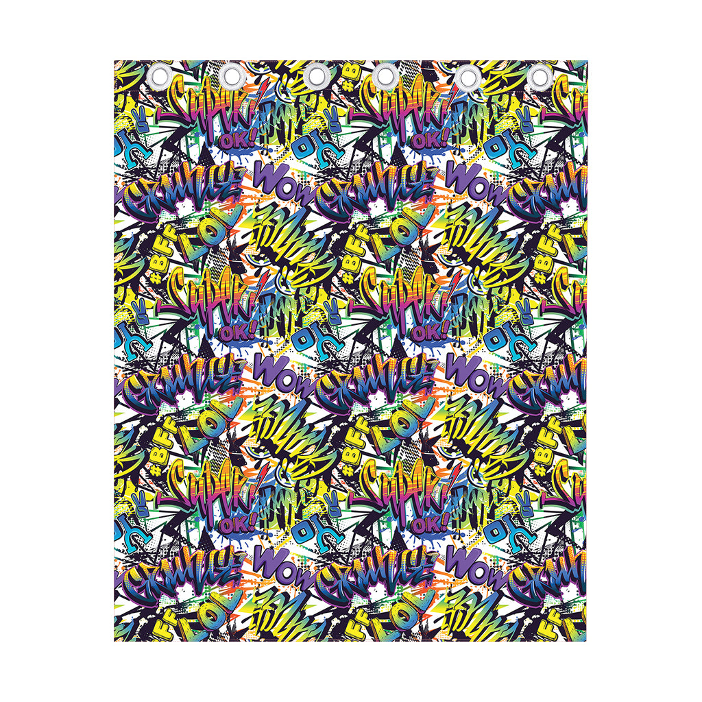 Graffiti Text Pattern Print Curtain