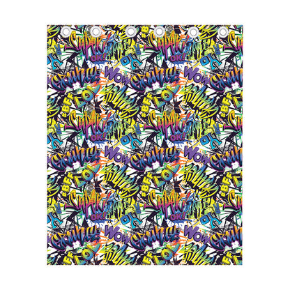 Graffiti Text Pattern Print Curtain