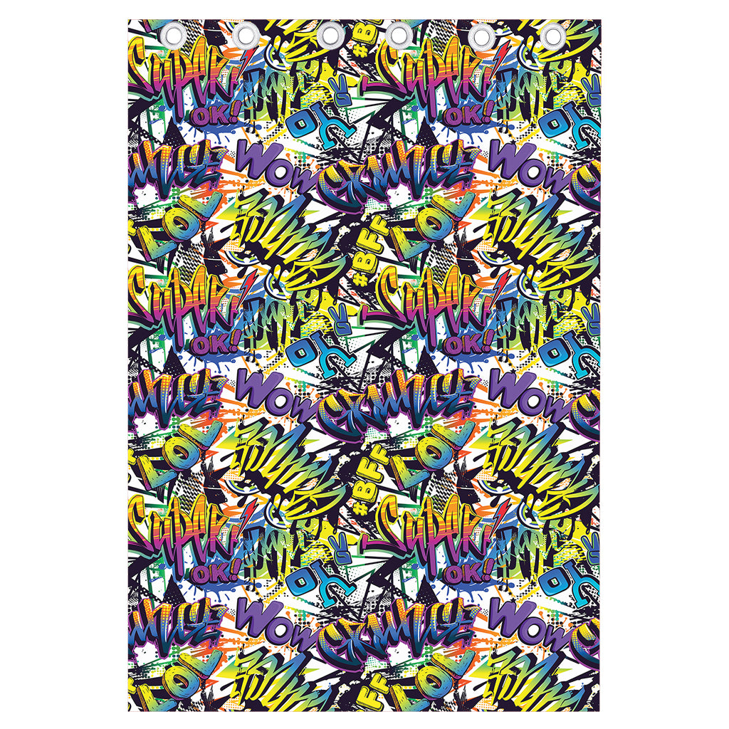 Graffiti Text Pattern Print Curtain