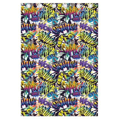 Graffiti Text Pattern Print Curtain