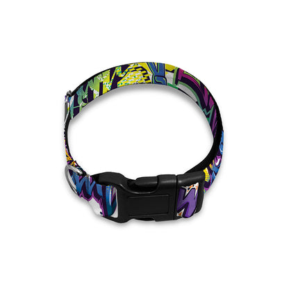 Graffiti Text Pattern Print Dog Collar