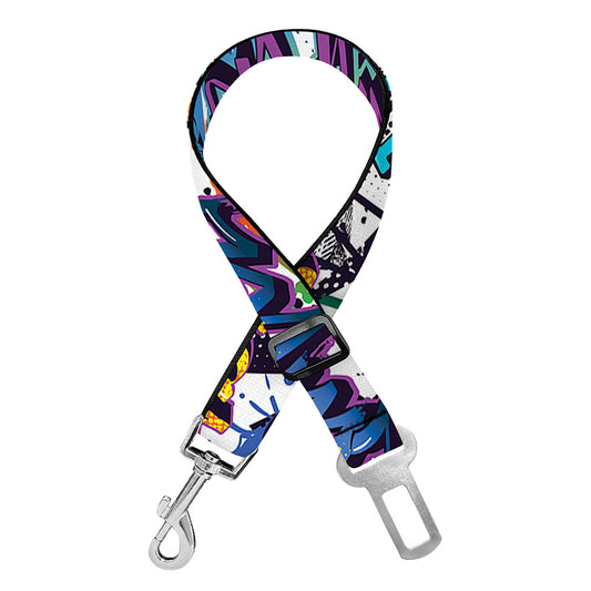 Graffiti Text Pattern Print Dog Seat Belt