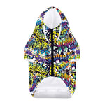 Graffiti Text Pattern Print Dog Zip Up Hoodie